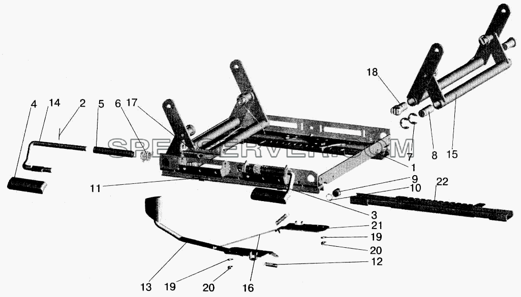 Механизм регулирования высоты для МАЗ-543202 (список запасных частей)