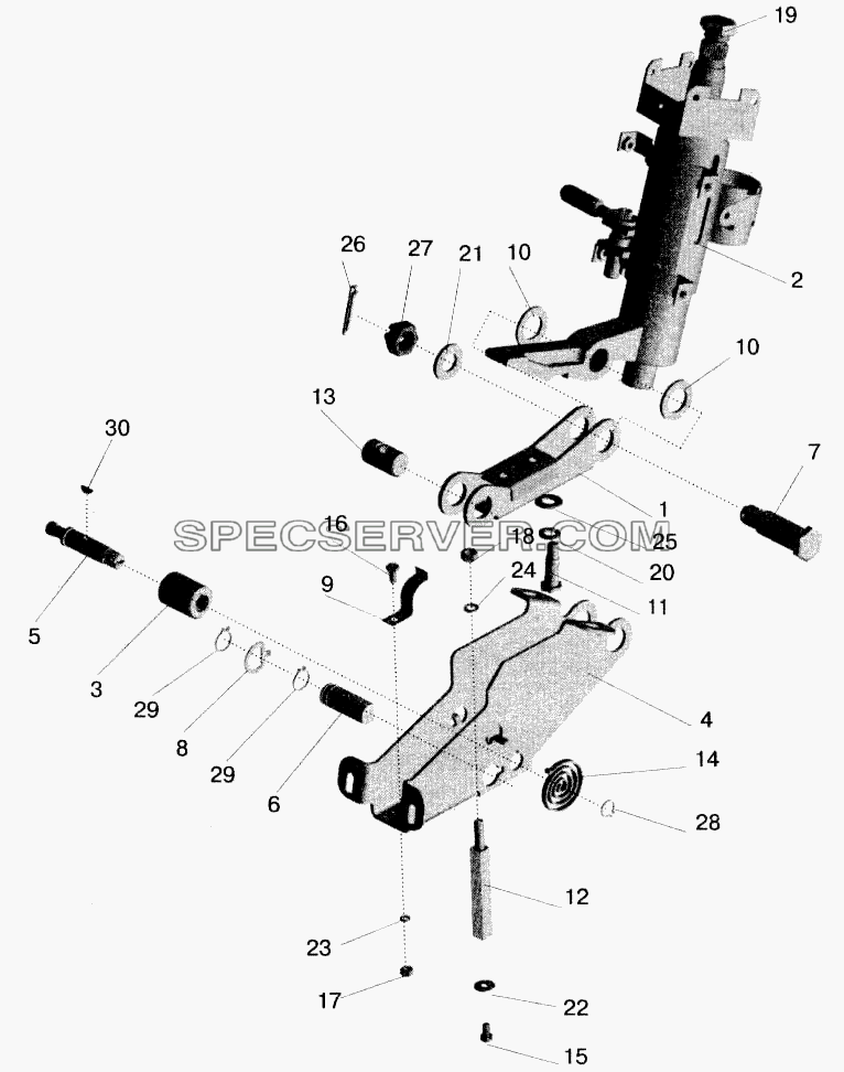 Кронштейн с колонкой для МАЗ-543202 (список запасных частей)