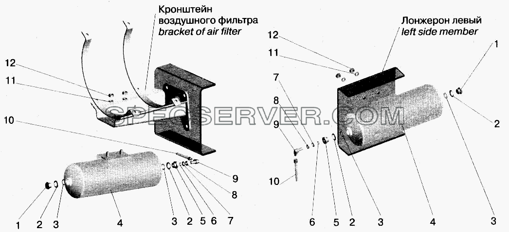 Ресивер регенерации для МАЗ-543202 (список запасных частей)