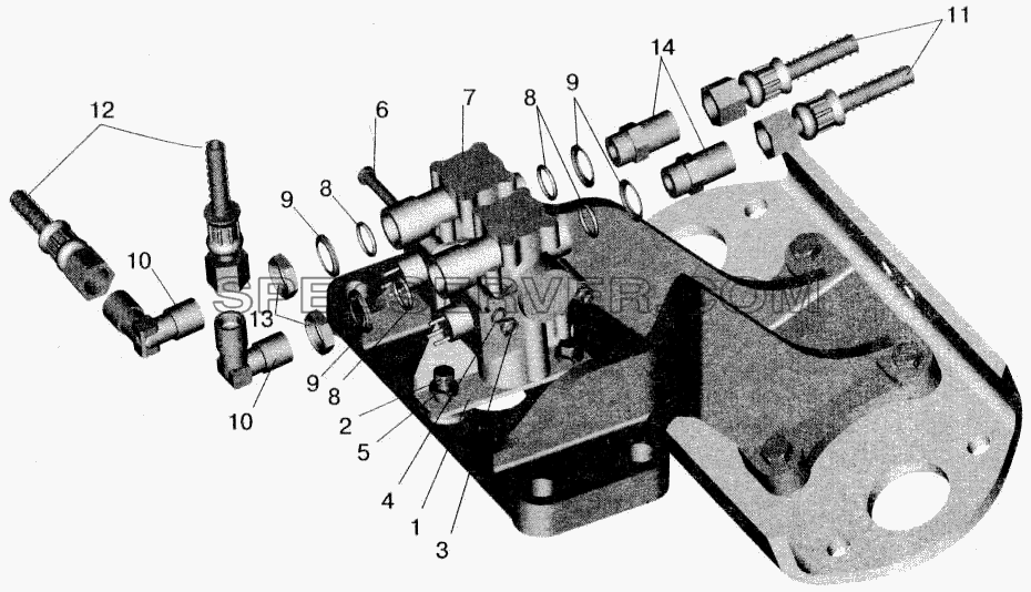 Установка задних модуляторов и присоединительной арматуры МАЗ-555102 для МАЗ-543202 (список запасных частей)