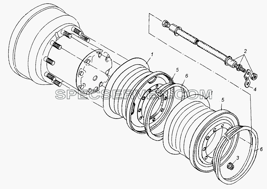 Крепление задних колес для МАЗ-54326 (список запасных частей)
