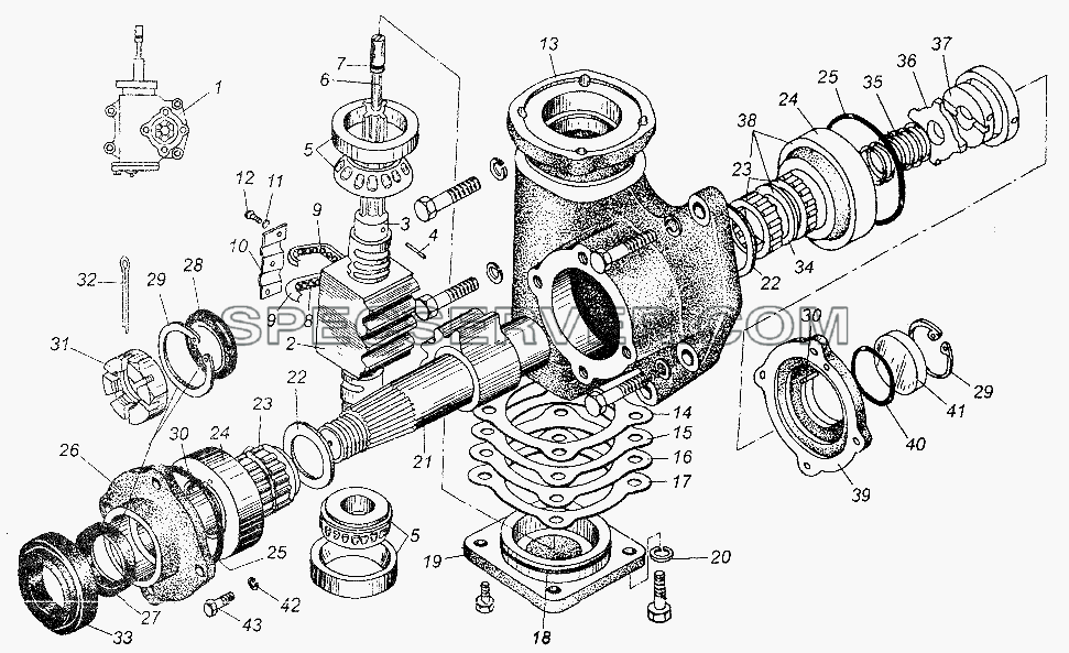 Механизм рулевой для МАЗ-54326 (список запасных частей)