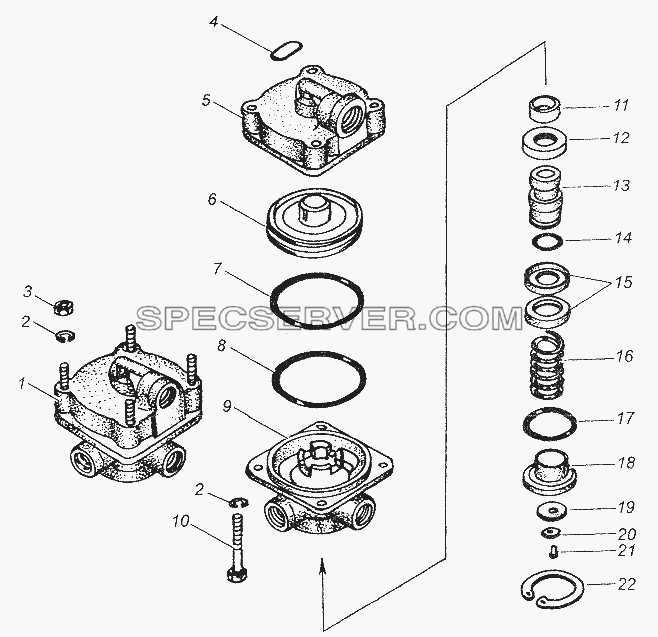 Клапан ускорительный для МАЗ-54326 (список запасных частей)