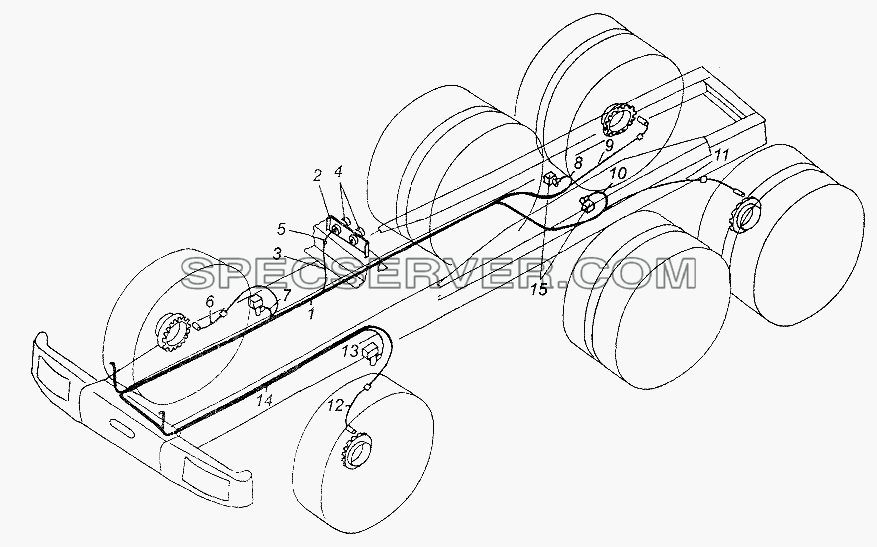 Электрооборудование АБС тормозов и пневмоподвески по шасси МАЗ-64226 для МАЗ-54326 (список запасных частей)