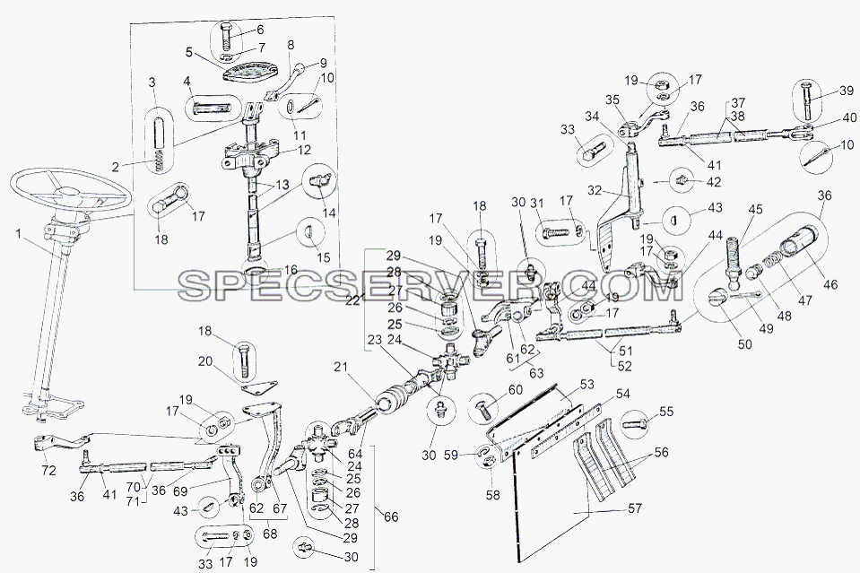 Привод переключения передач для МАЗ-543 (7310) (список запасных частей)