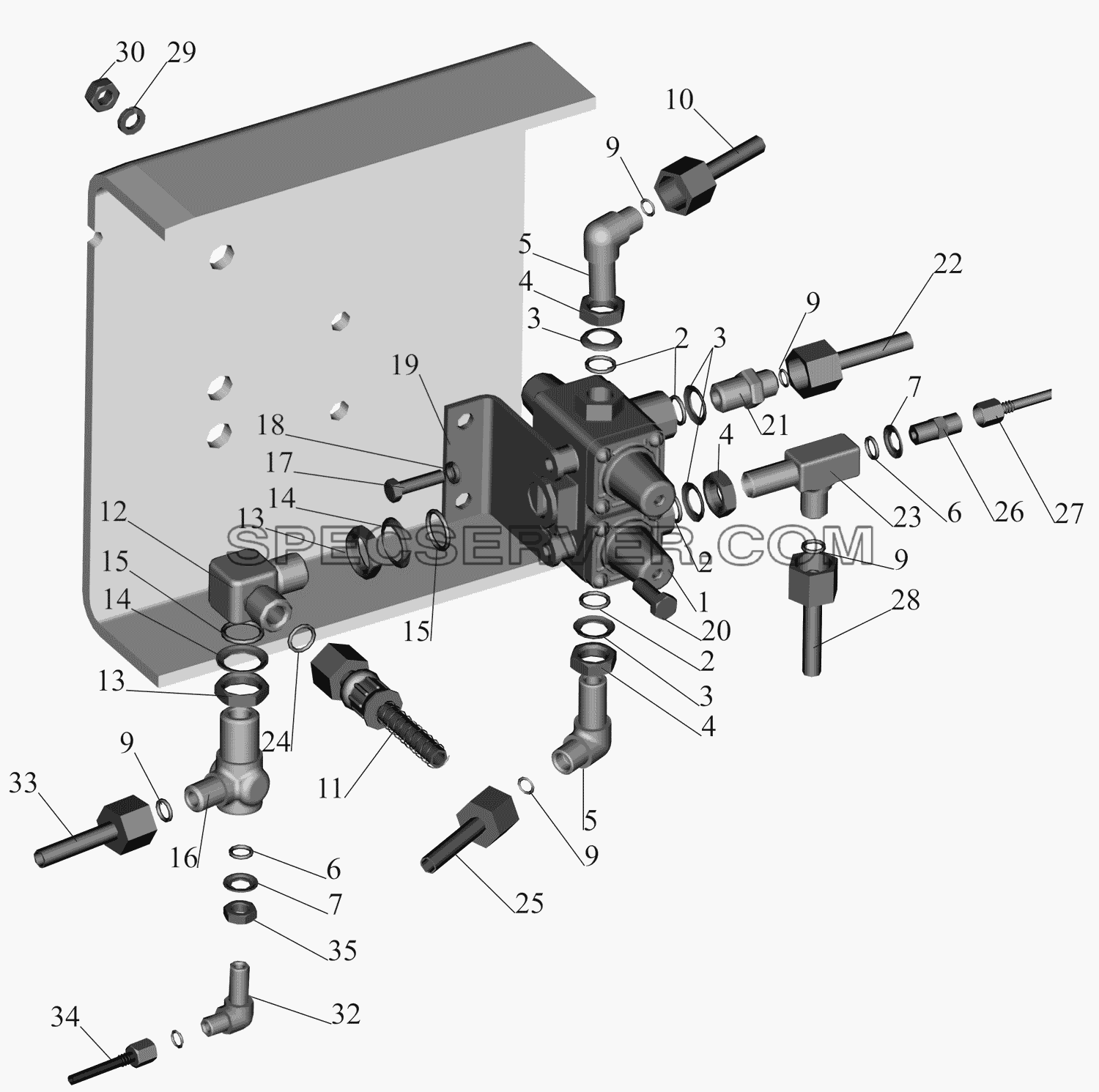 Крепление четырехконтурного клапана для МАЗ-551669 (список запасных частей)