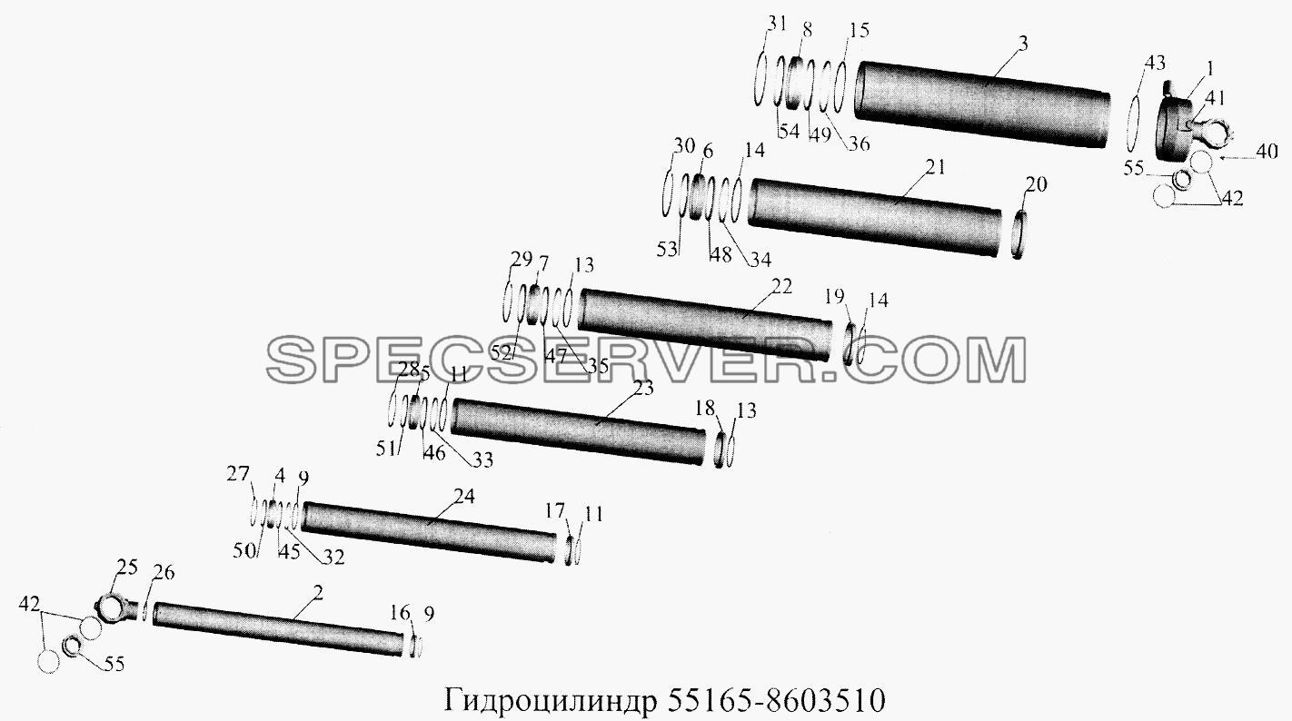 Гидроцилиндр 55165-8603510 для МАЗ-5516А5 (список запасных частей)