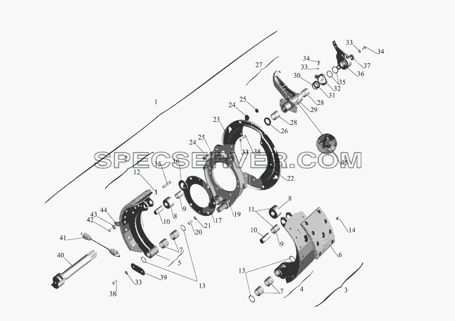Тормозной механизм передних колес для МАЗ-555142 (список запасных частей)