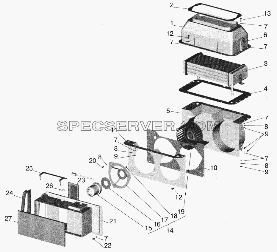Отопитель для МАЗ-5551 (2003) (список запасных частей)
