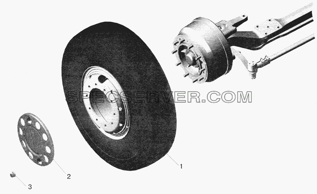 Установка передних колес для МАЗ-5551 (2003) (список запасных частей)