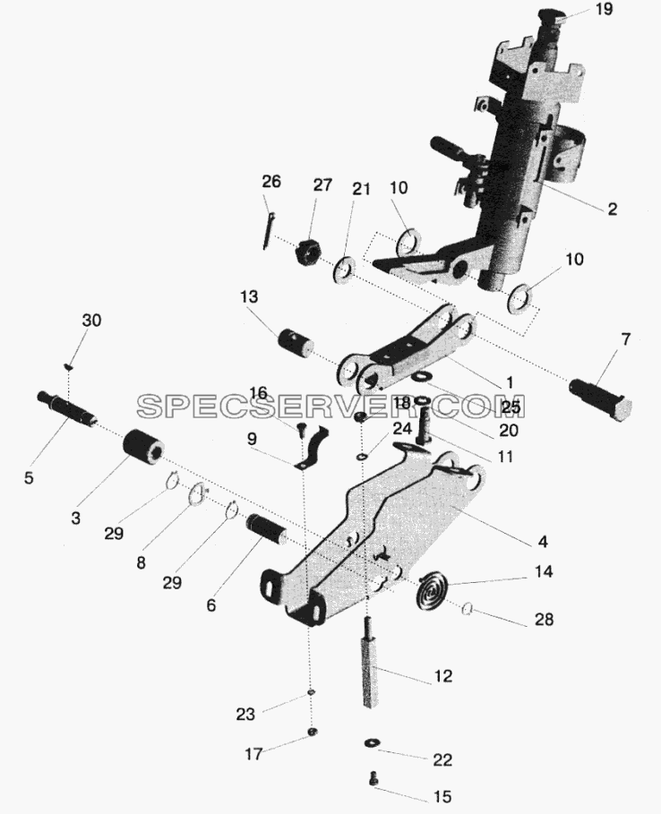 Кронштейн с колонкой для МАЗ-5551 (2003) (список запасных частей)