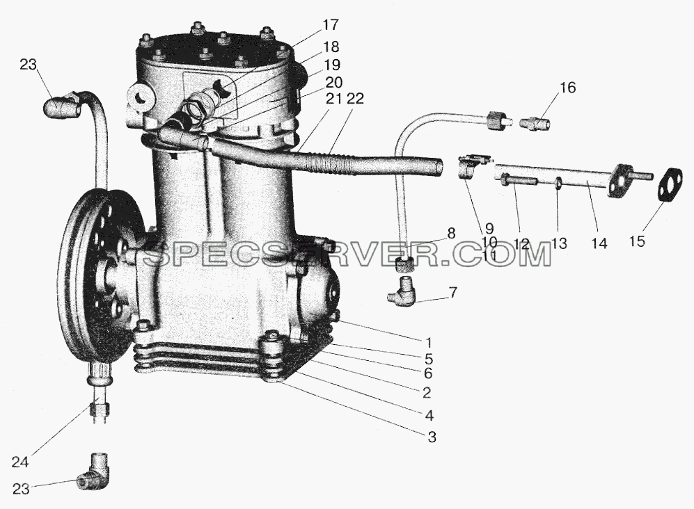 Установка пневмокомпрессора для МАЗ-5551 (2003) (список запасных частей)