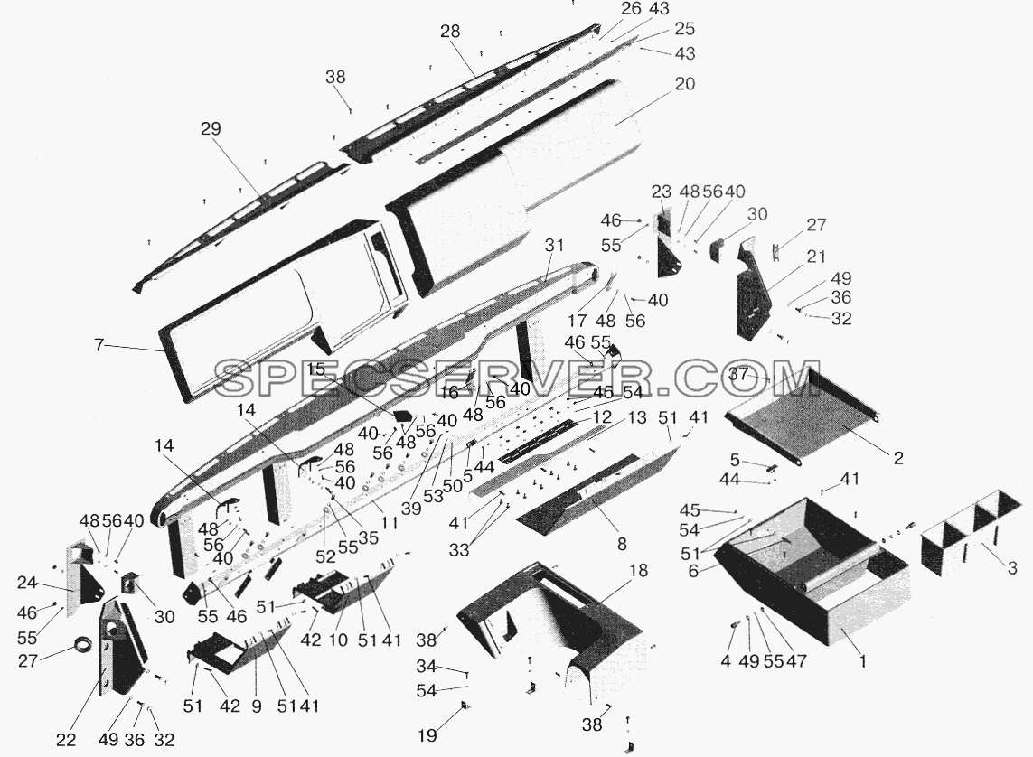 Панель приборов для МАЗ-5551 (2003) (список запасных частей)