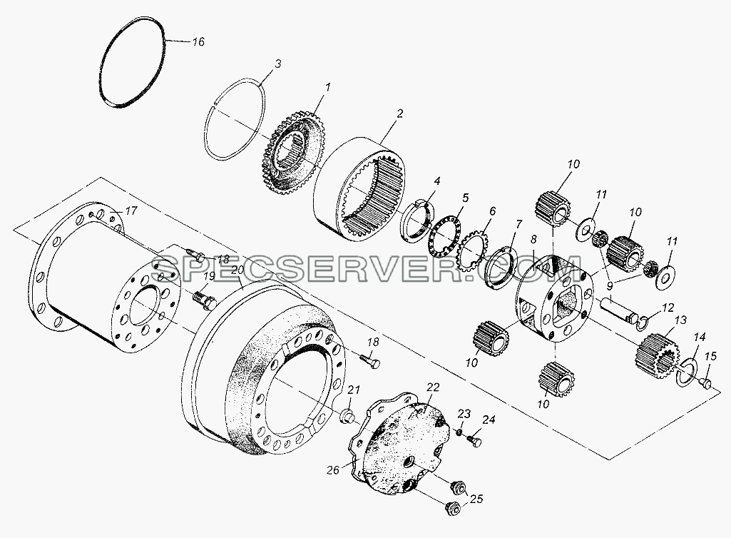 Детали колесной передачи (дисковые колеса) для МАЗ-64226 (список запасных частей)
