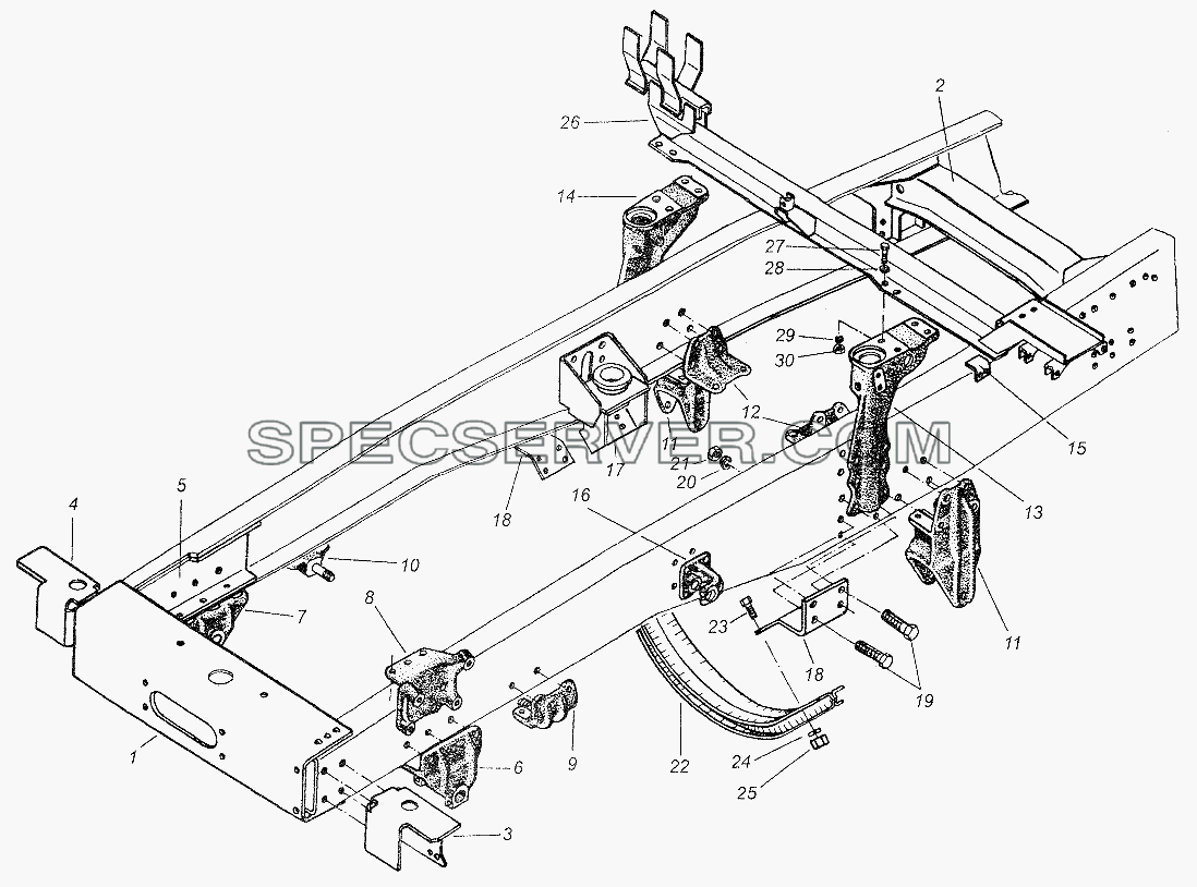 Рама для МАЗ-64226 (список запасных частей)