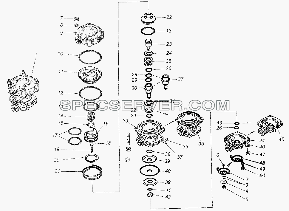 Клапан управления с двухпроводным приводом для МАЗ-64226 (список запасных частей)