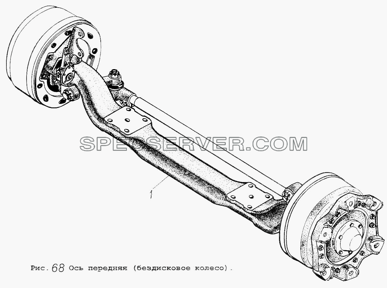 Ось передняя (бездисковое колесо) для МАЗ-64229 (список запасных частей)