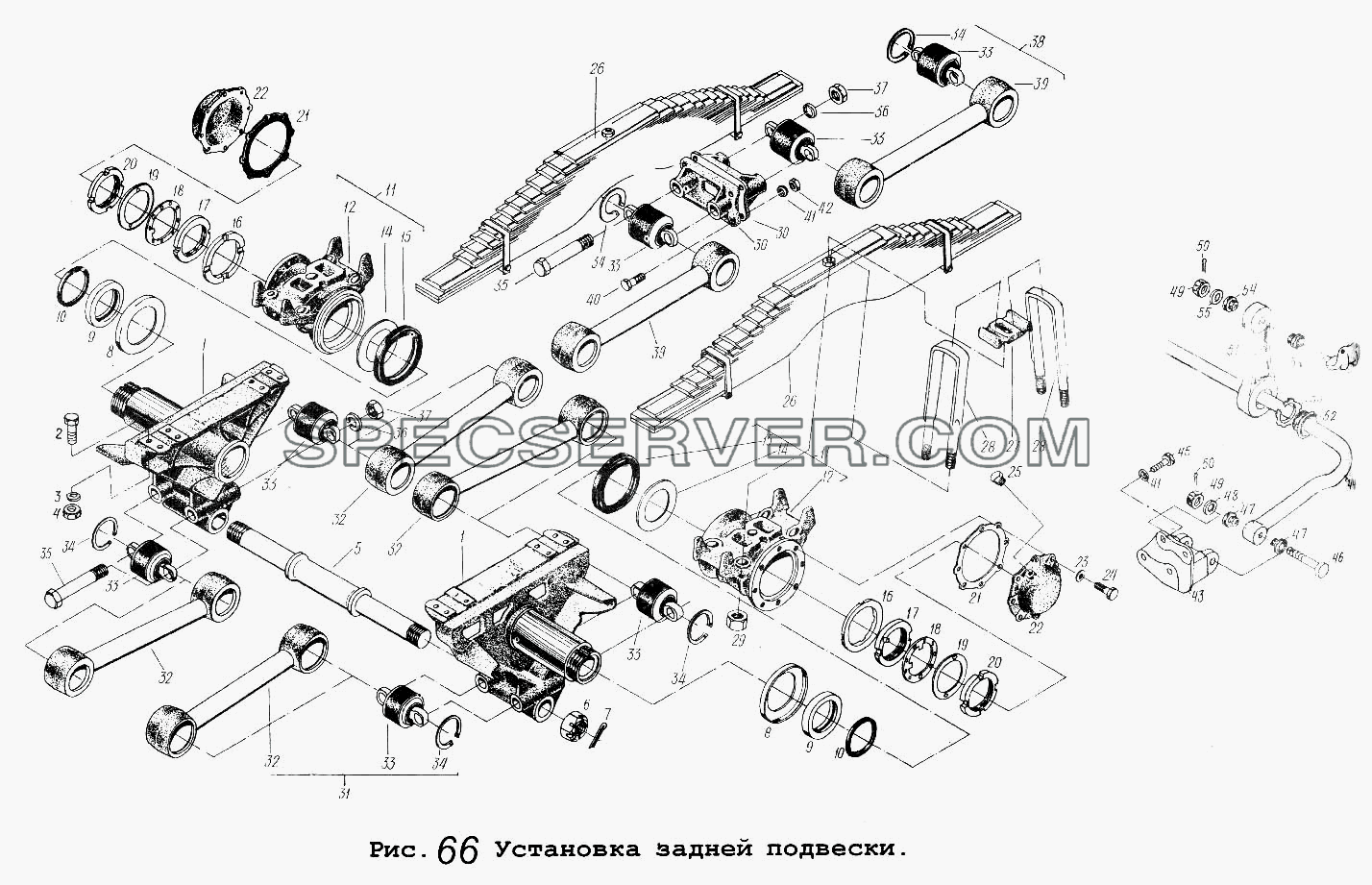 Установка задней подвески для МАЗ-64229 (список запасных частей)