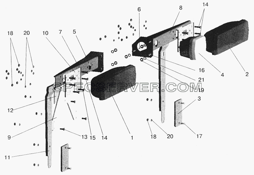 Установка задних фонарей МАЗ-555102 для МАЗ-6422 (список запасных частей)