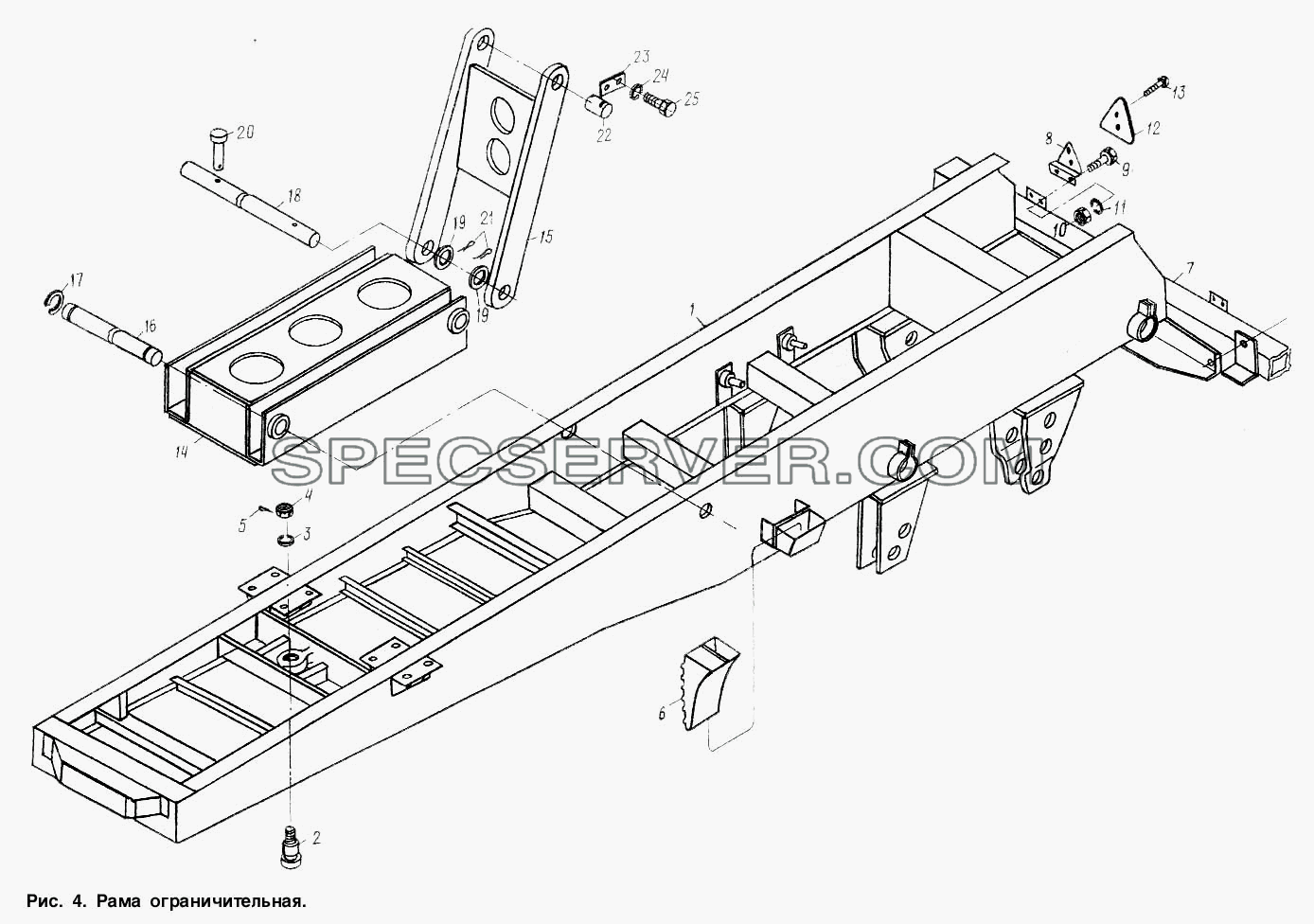 Рама ограничителя для МАЗ-9506 (список запасных частей)