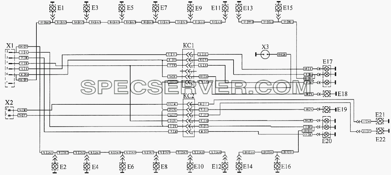 Схема электрическая для НефАЗа-9334 (список запасных частей)