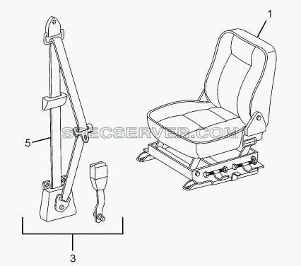 SEAT AND SEAT BELTS CHASSIS TYPE: 381226 для LPT 613 Euro-III (список запасных частей)