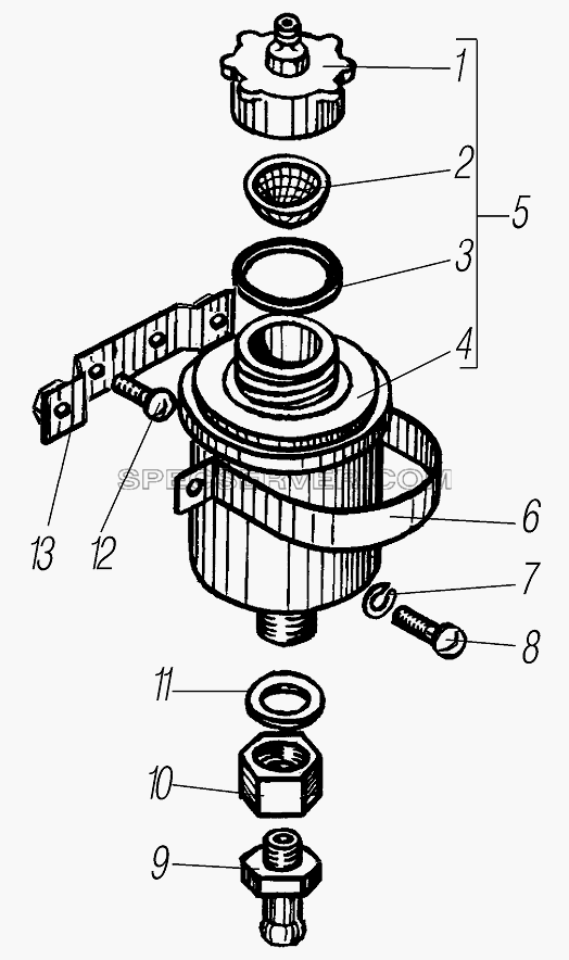 Установка бачка привода сцепления для Урал-4320-1951-58 (список запасных частей)