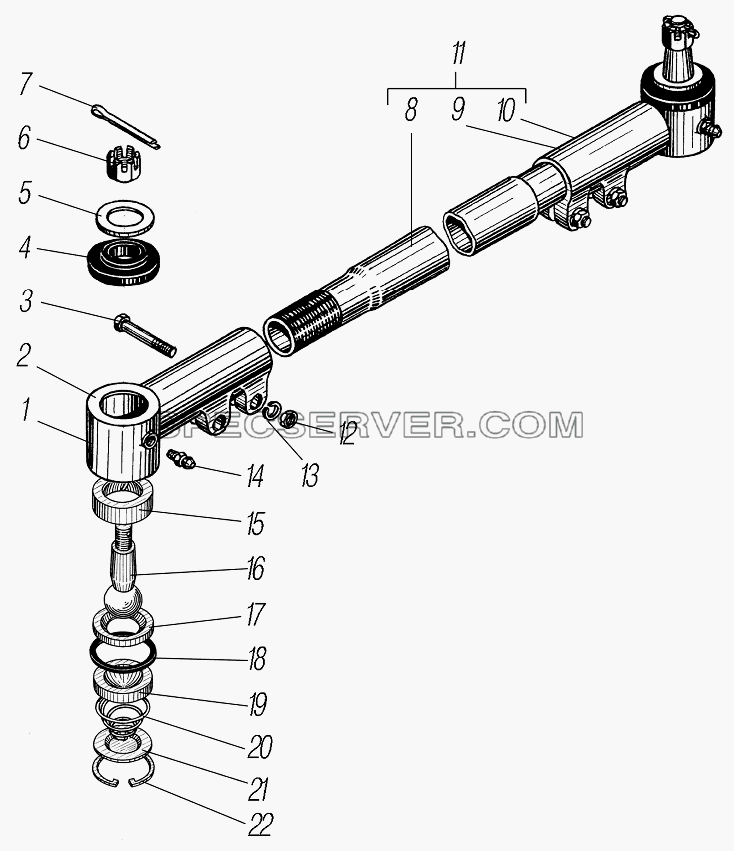 Тяга рулевой трапеции для Урал-4320-1951-58 (список запасных частей)
