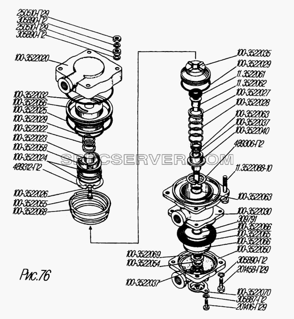 Клапан управления тормозами прицепа для Урал-4320-31 (список запасных частей)