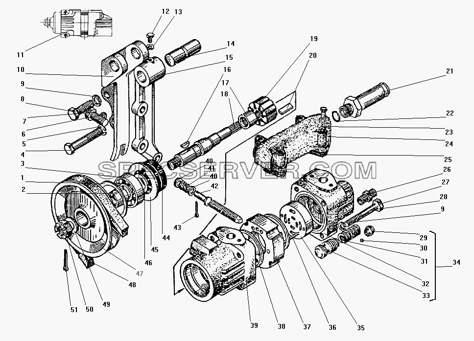 Насос гидроусилителя руля для Урал-43203-10 (список запасных частей)