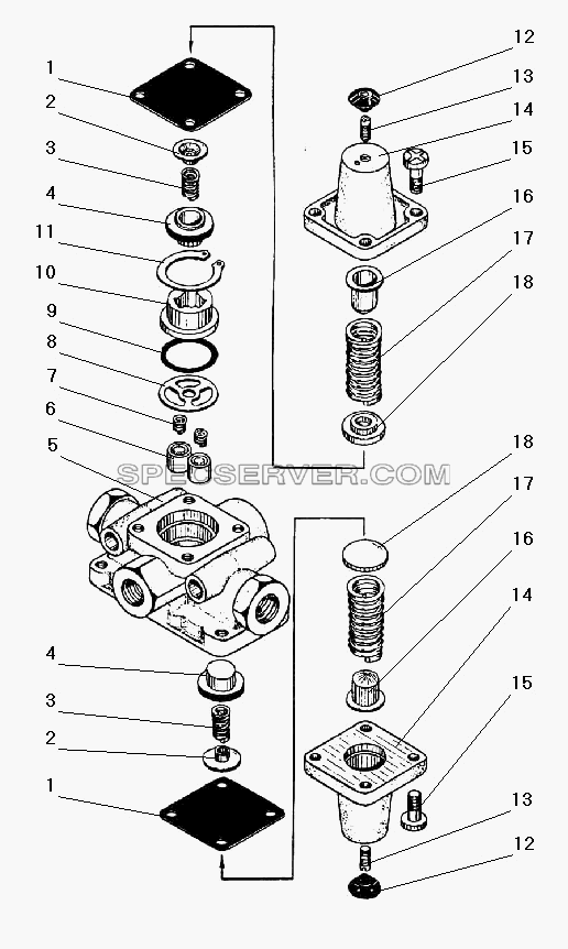 Тройной защитный клапан для Урал-43203-10 (список запасных частей)