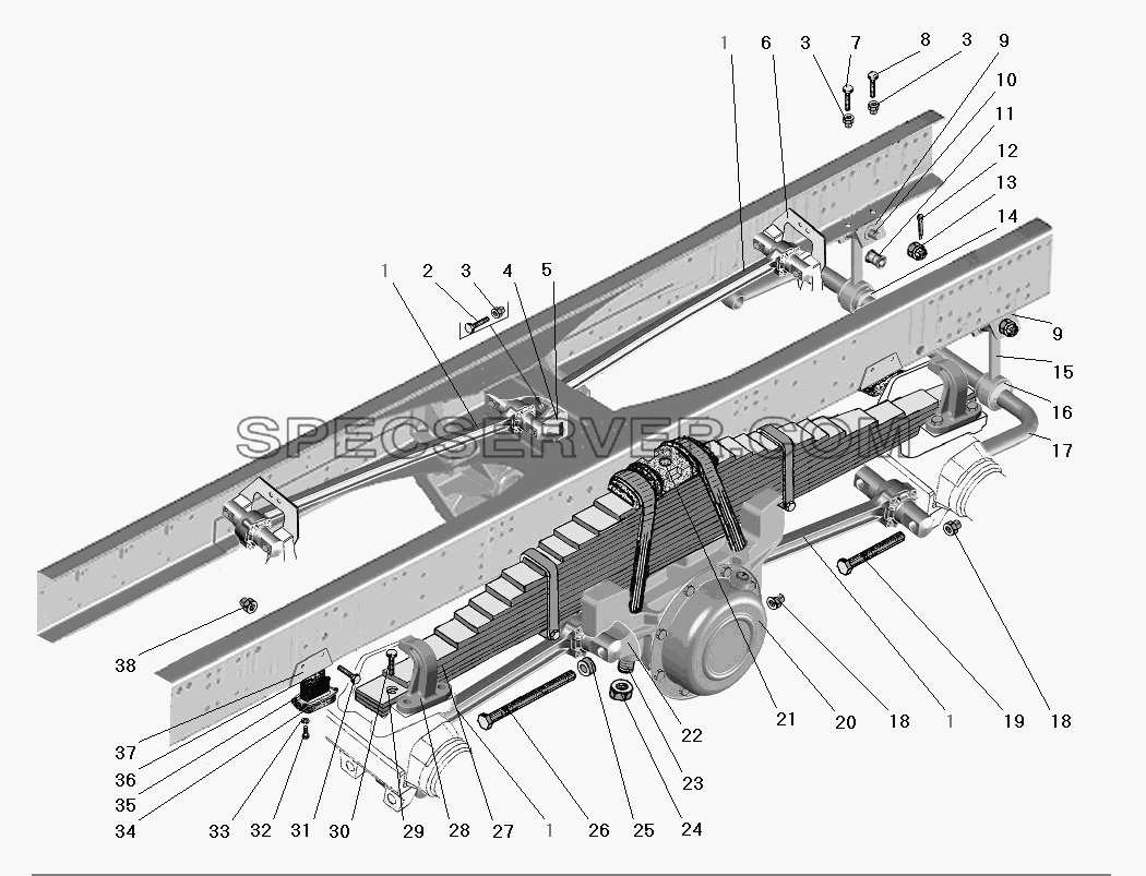 Задняя подвеска для Урал-63685 (список запасных частей)
