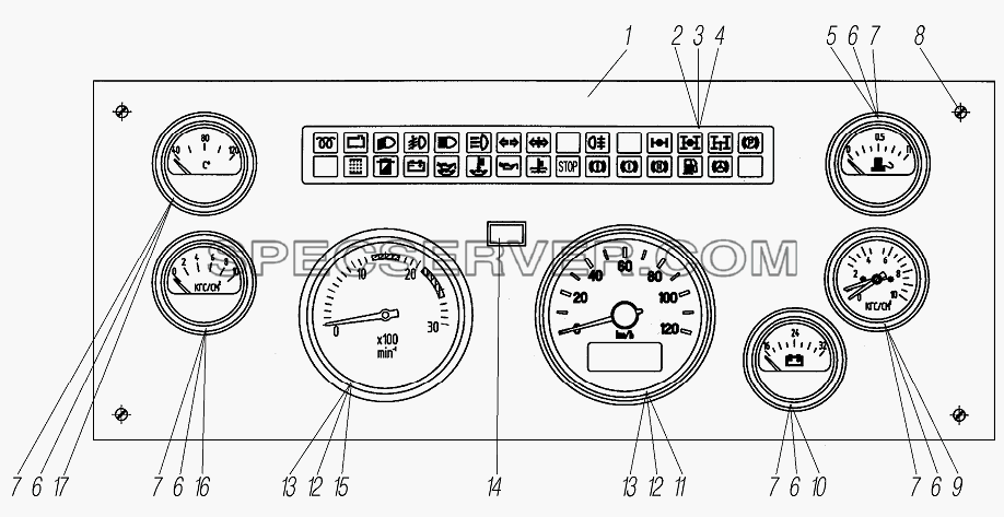 Панель приборов для Урал-6370-1151 (список запасных частей)