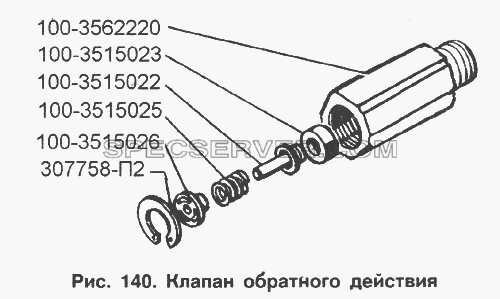 Клапан обратного действия для ЗИЛ-133Г40 (список запасных частей)