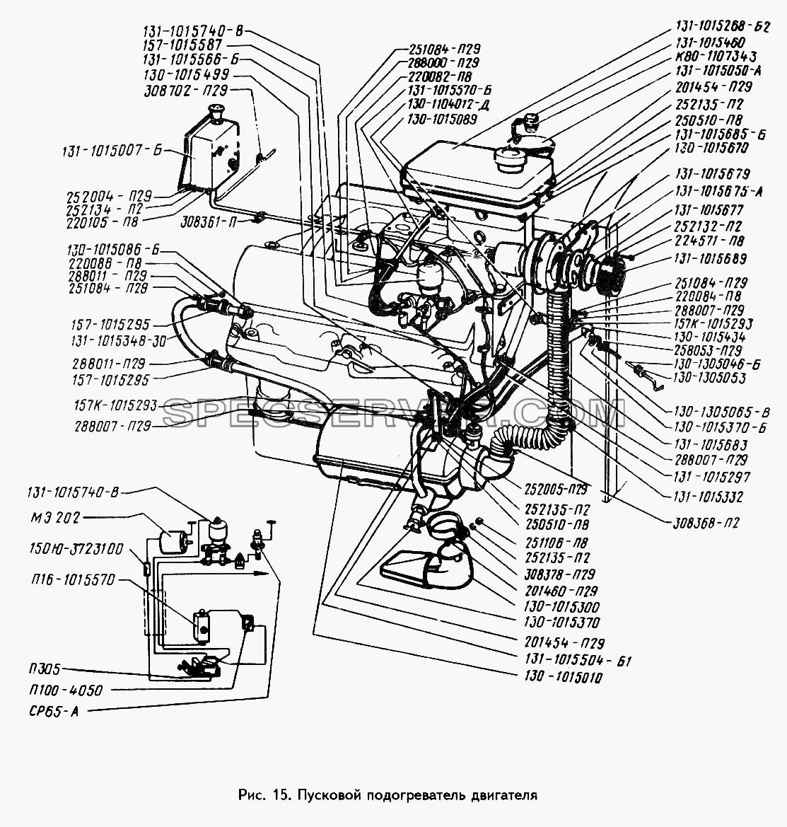 Пусковой подогреватель двигателя (Устанавливается по требованию заказчика) для ЗИЛ 433360 (список запасных частей)