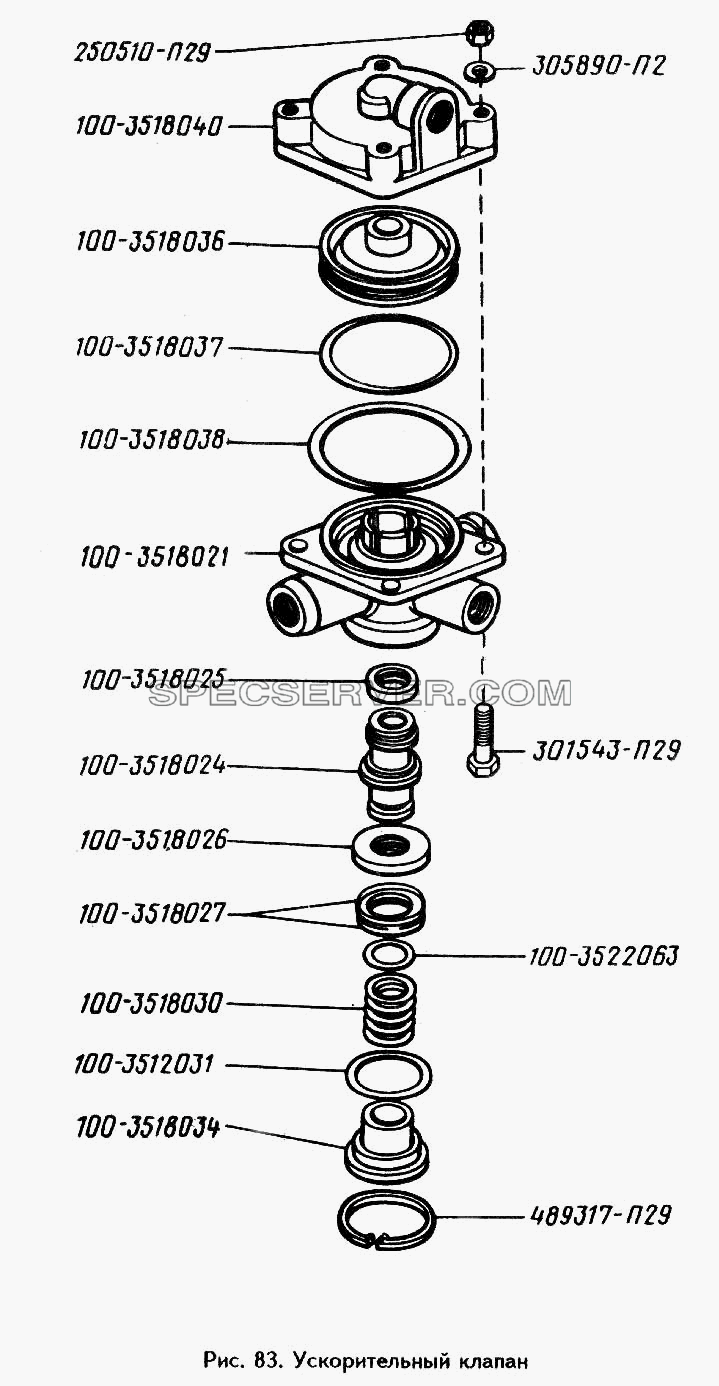 Ускорительный клапан для ЗИЛ 433360 (список запасных частей)