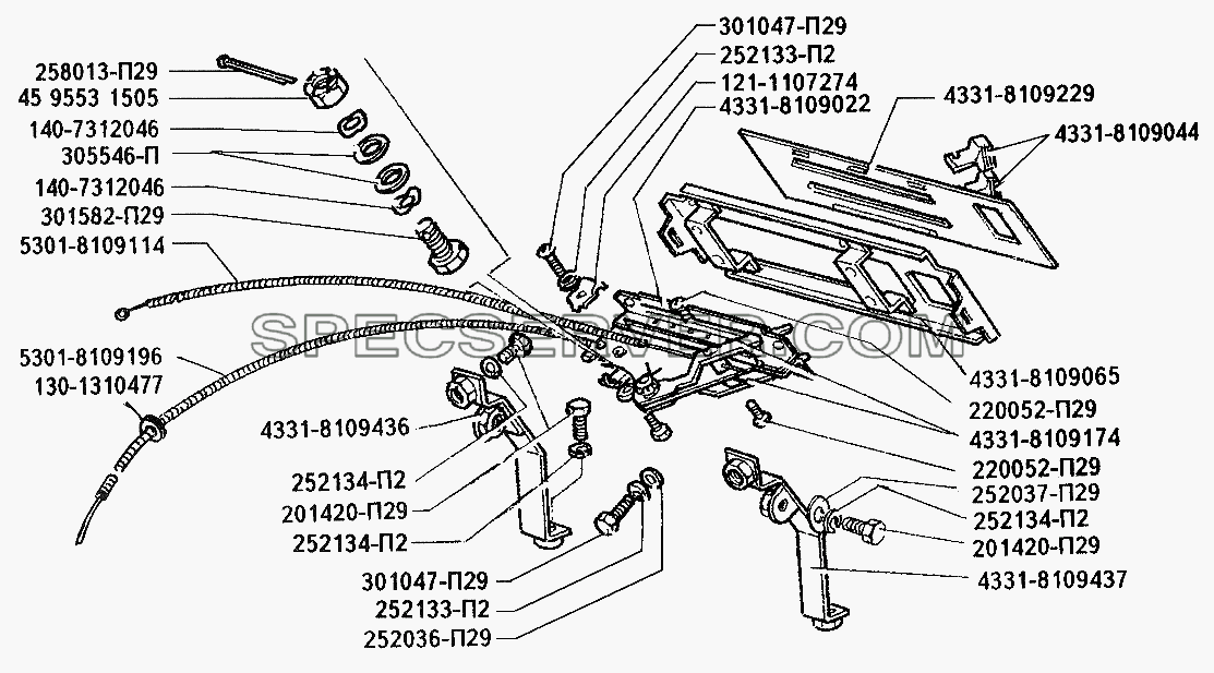 Привод управления отоплением для ЗИЛ-5301 (2006) (список запасных частей)