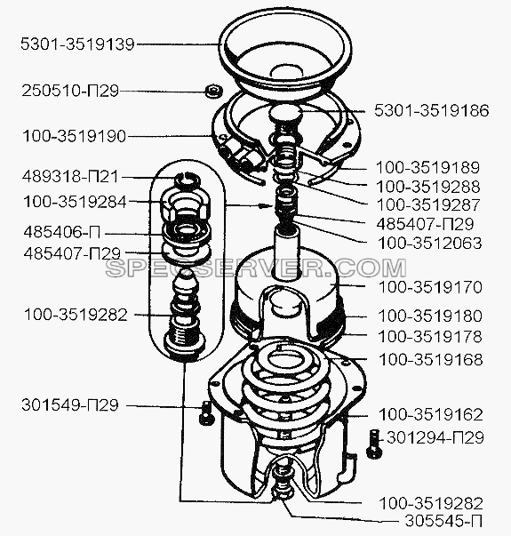 Пружинный энергоаккумулятор для ЗИЛ-5301 (2006) (список запасных частей)