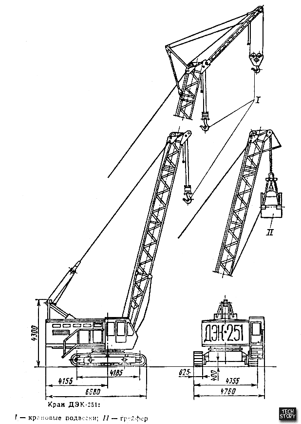 Кран ДЭК-251. Габаритные размеры.