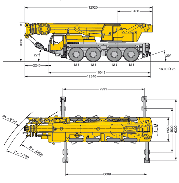 Габаритные размеры Liebherr LTM 1070-4.2 Габаритные размеры Либхерр LTM 1070-4.2