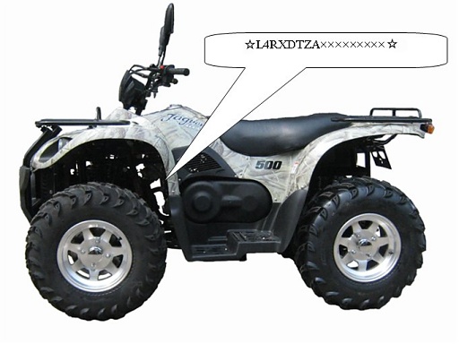 Номер рамы Stels ATV 500K(GT), Kazuma Jaguar 500