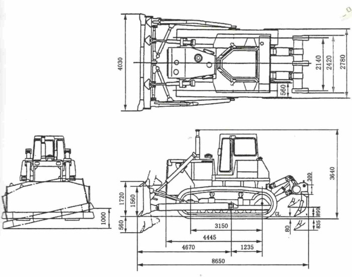 Габариты Shantui SD32 Габариты Shantui SD32
