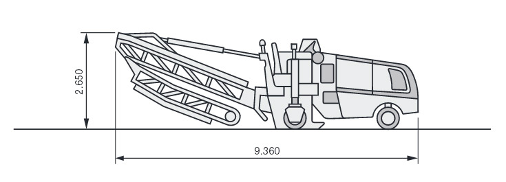 Размеры Wirtgen W100 в исполнении со складывающимся конвейером Размеры Wirtgen W100 в исполнении со складывающимся конвейером