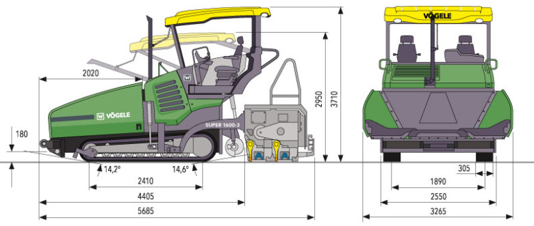 Габариты Vogele Super 1600-2 Габариты Vogele Super 1600-2