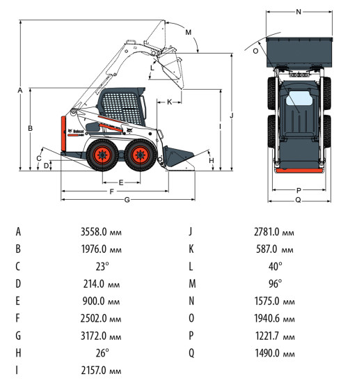 Габаритные размеры Bobcat 450 Габаритные размеры Bobcat 450