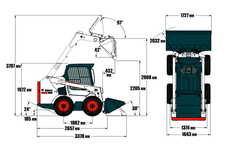 Габариты Bobcat S550 Габариты Bobcat S550