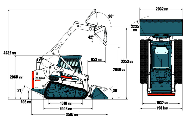 Габариты Bobcat T770 Габариты Bobcat T770