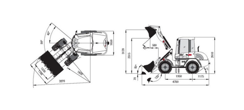 Габариты Terex TL65 Габариты Terex TL65