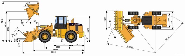 Габариты LiuGong ZL50CN Габариты LiuGong ZL50CN