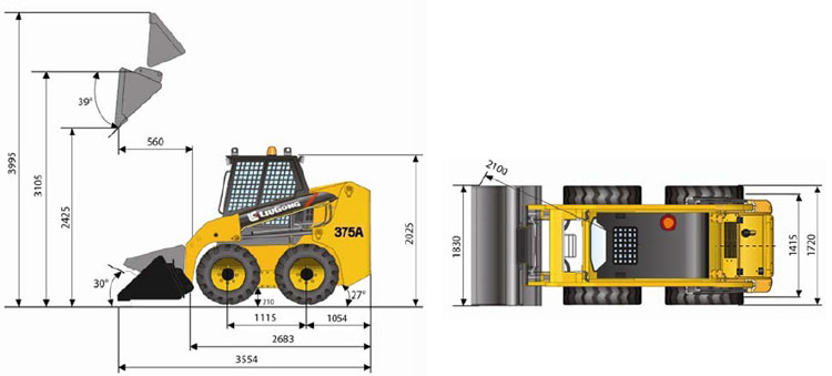 Габариты LiuGong CLG375A Габариты LiuGong CLG375A